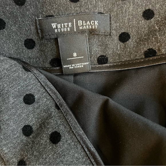 White House Black Market gray polka dot pencil skirt Straight skirt Size 8 - Picture 3 of 4